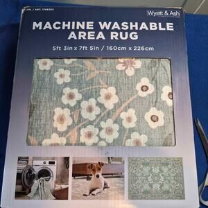 Wyatt & Ash Machine Washable Indoor  Rug Kinsley Sage Floral  5ft 3in x 7ft 5in